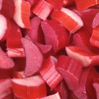 Chopped up rhubarb stems