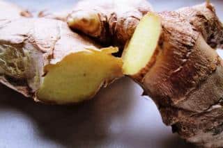 Ginger root cut, close-up