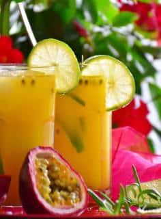 Juice pressed from passion flower fruits