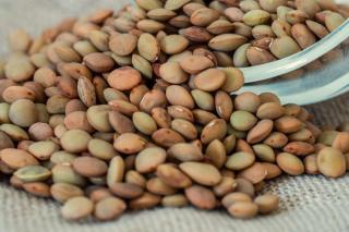 Lentils spilling from a jar