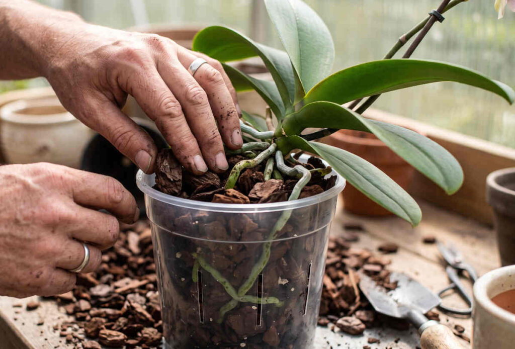 How to repot an orchid to a new pot
