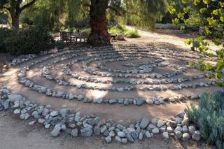 Stone labyrinth in a garden, great to focus concentration