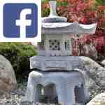 Picture related to Japanese gardens overlaid with the Facebook logo.