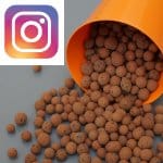 Picture related to Moisturizing clay pebbles overlaid with the Instagram logo.