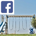 Picture related to Swing sets overlaid with the Facebook logo.