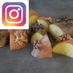 Picture related to Germinating potato overlaid with the Instagram logo.