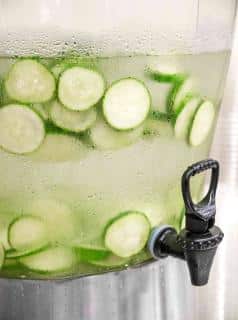 Slices of cucumber in a cold water jug