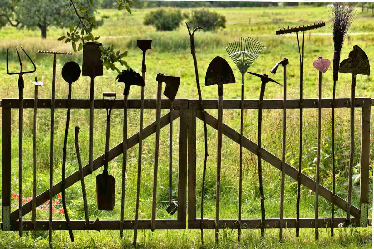 Garden tools used to make a gate