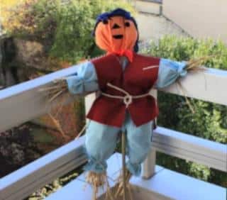 Finished scarecrow on a balcony