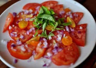 Fresh marmande tomato salad, but one of the ways to cook it