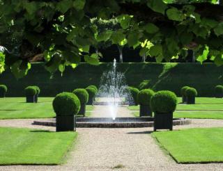 Fountain with water springing from it