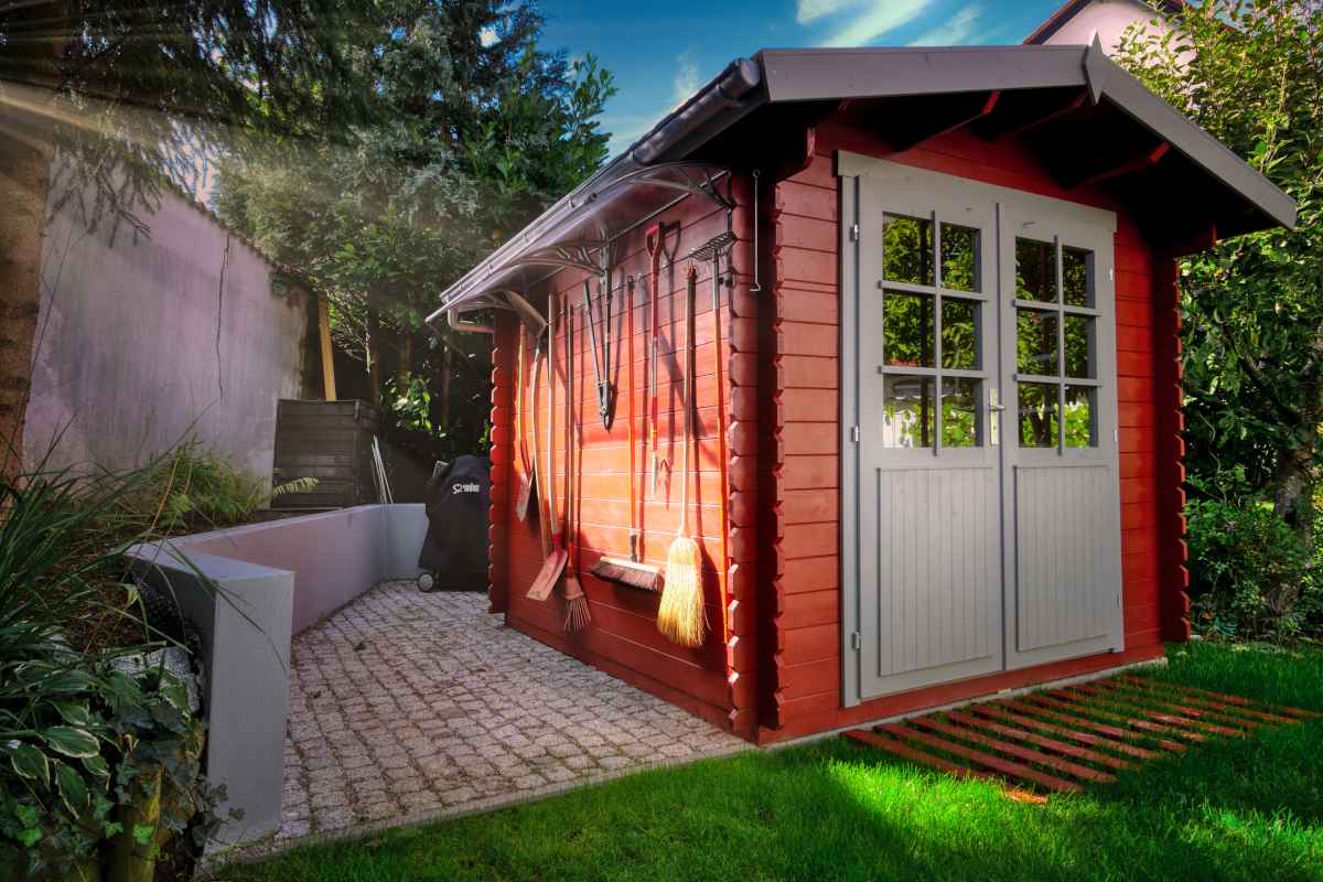 Garden shed in bright light