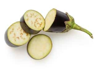 Keep your eggplant seeds by carving them out from the flesh