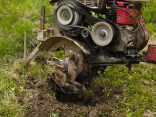 Rototiller to chop up weeds