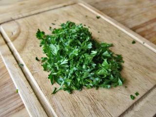 Harvest and cooking curly parsley