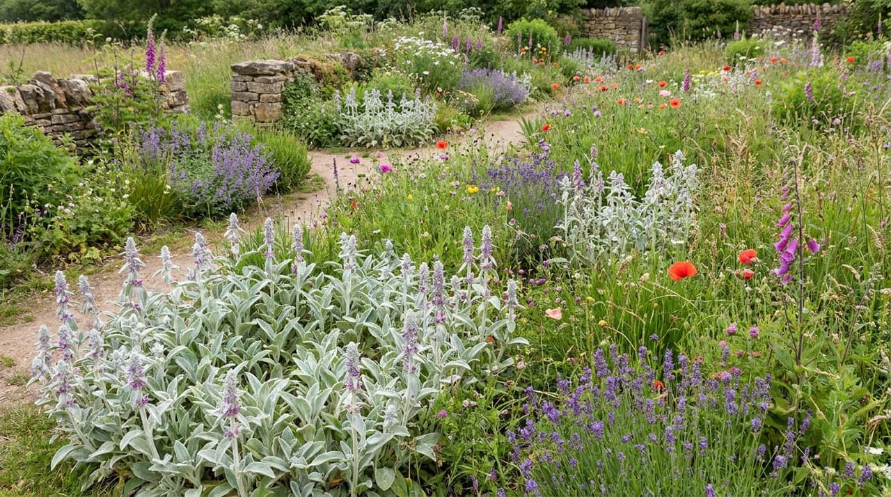 Stachys byzantina in the garden