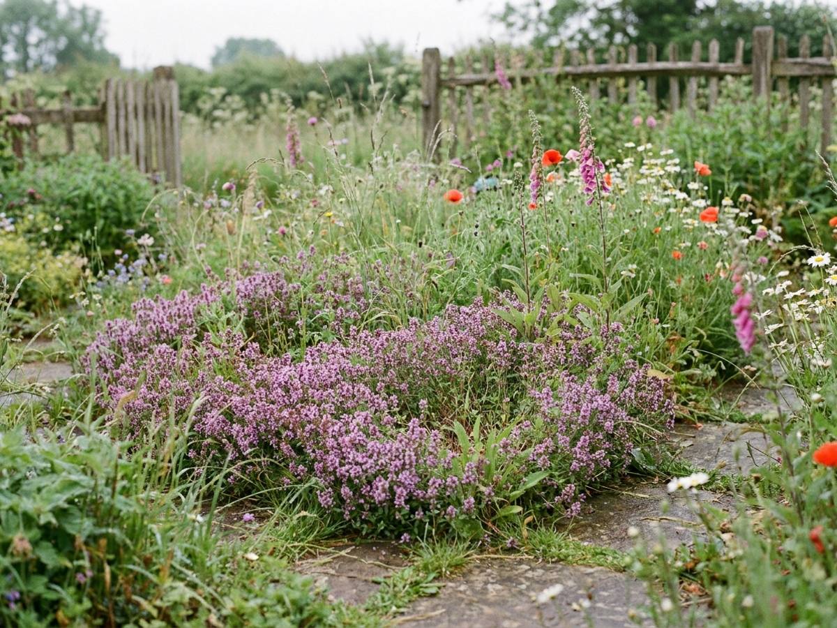 Thymus serpyllum in the garden