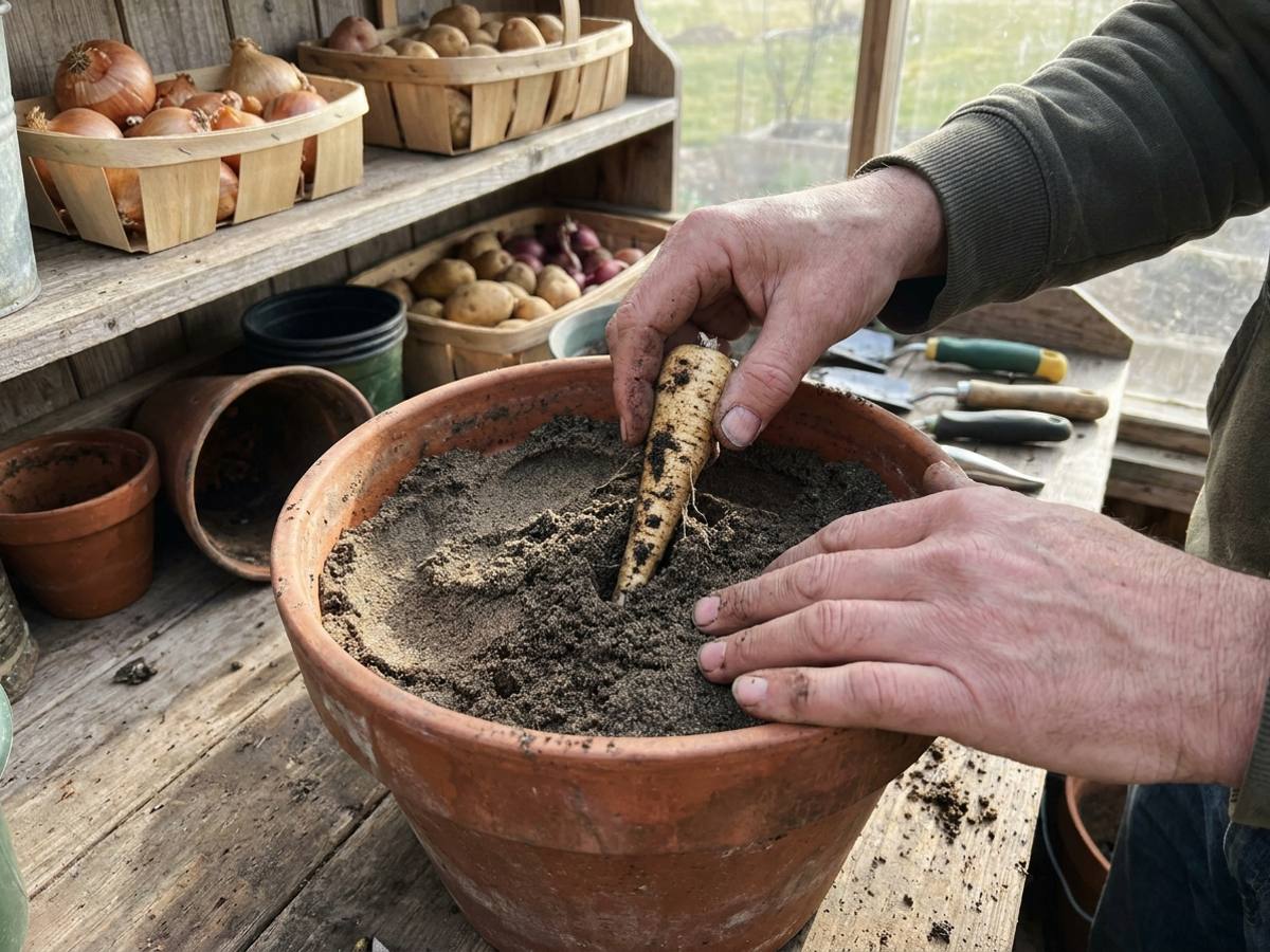 Store your root vegetables in damp sand—not the fridge
