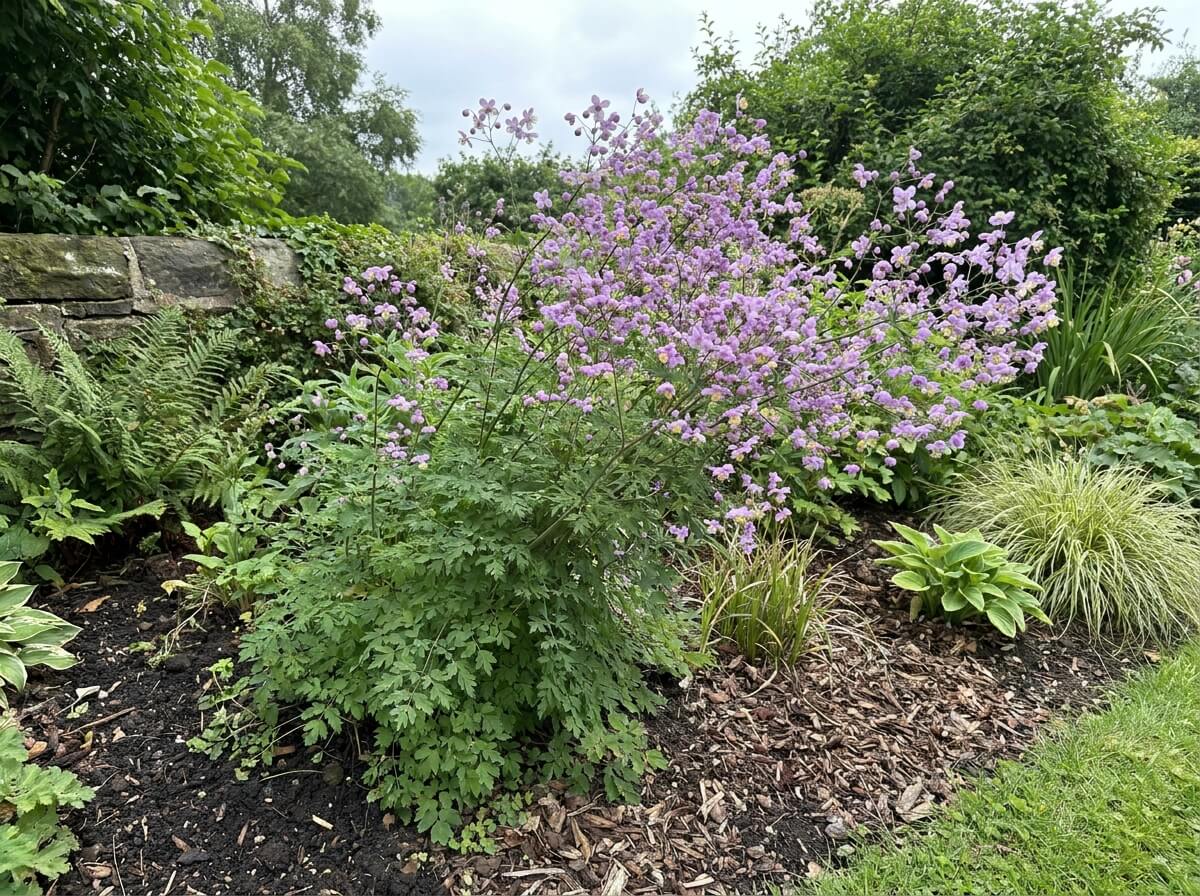 Thalictrum delavayi growing in a garden border