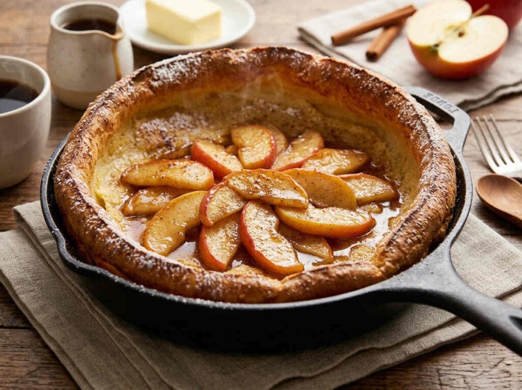 Apple Dutch Baby Pancake with Brown Butter and Cinnamon