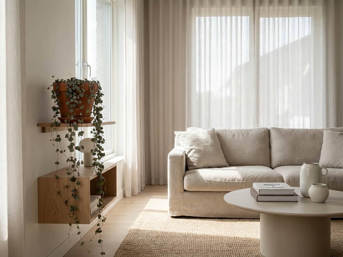 Ceropegia woodii as a houseplant in a living room